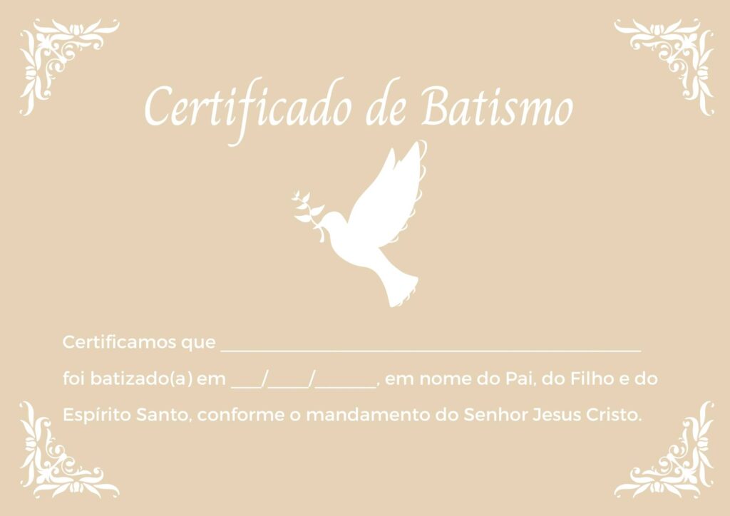 certificado de batismo tamanho a4